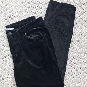 LOFT size 14 Curvy Skinny Black Velvet Pants
